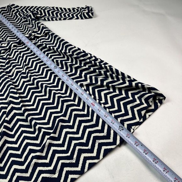 Talbots Chevron Faux Wrap Dress XLP Navy Stretch Jersey Comfort Casual Nautical - Picture 8 of 14